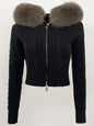 Fashion Natural Fox Fur Collar with Knitted Sweater Women Casual Sweater 2025 New Spring Autumn Slim Fit Elastic Oversized Coat