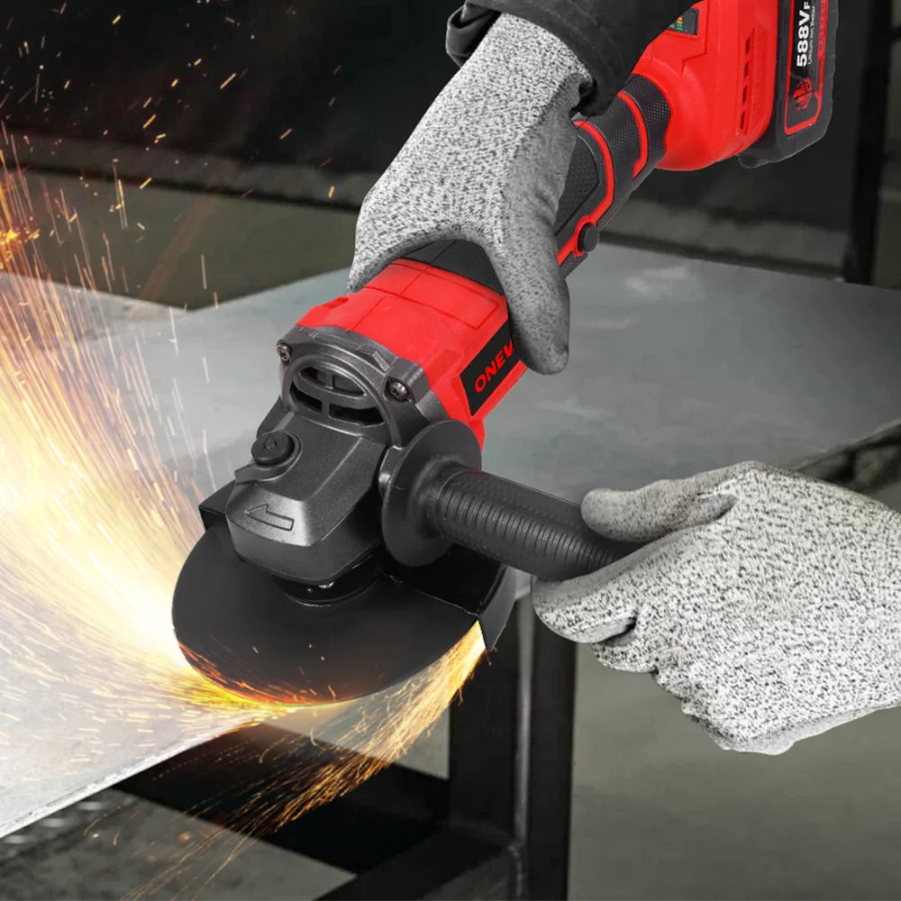 ONEVAN 3000W Brushless Electric Angle Grinder 3 Gear Cordless Cutting Metal Pipe Power Polish Tools For Makita 18V Battery Pin