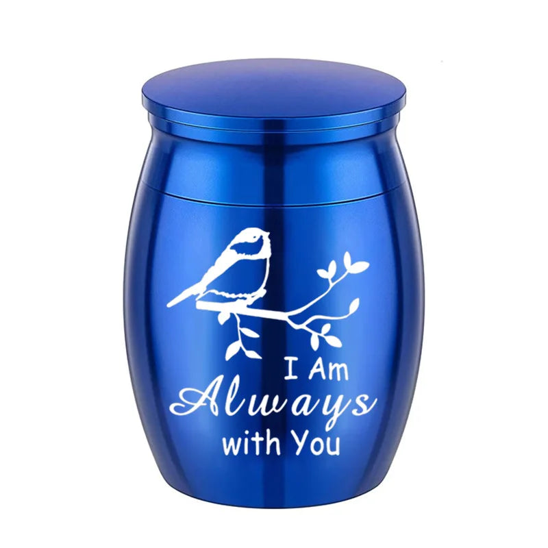 L27 Mini Stainless Steel Pet Cremation Urn Bird Branch Ashes Keepsake Memorial Container for Dog Cat Loss Remembrance Gift