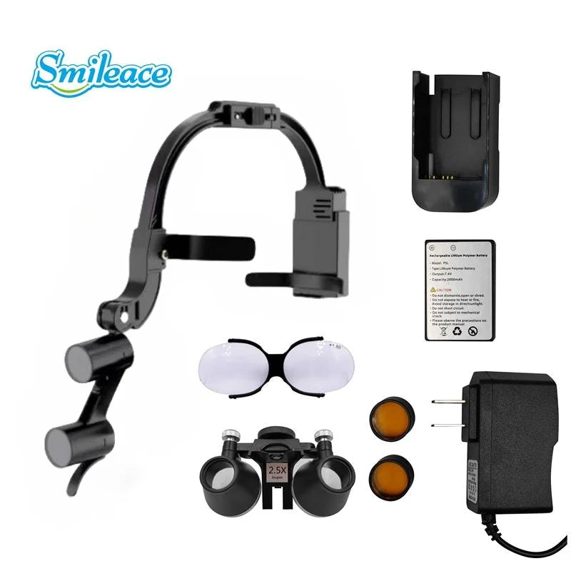 2.5X 3.5X Binocular Dental Loupe Magnification Headlamp with Single Battery Surgical LED Headlight for Dentist Medical Lamp