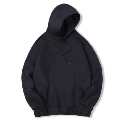 2025 Men's Solid Color Hooded Sweaters Men's Warm Wool Sweater Fashionable Street Clothing Loose  Breathable Jersey Brand Hooded
