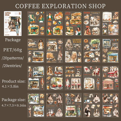 JIANQI 20 Sheets PET Die cut Stickers book Girl's Handbook Decorative handmade Scrapbooking Material Diary Album Craft Supplies