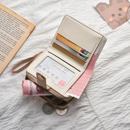 Japanese Cute Cat Girls Wallet Short Student ID Bank Card Holder Money Bag Zipper Wallets For Women Key Storage Purse Coin Purse