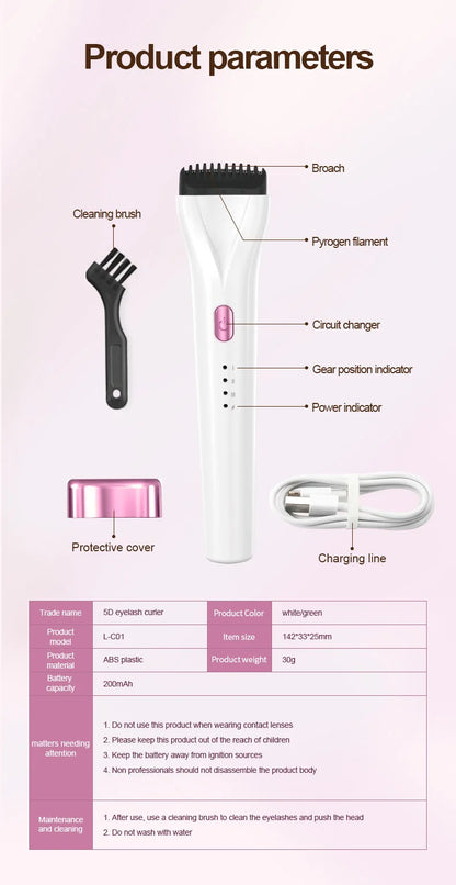 Heated Eyelash Curler Electric 3Modes Eye Lashes Eyelash Grafting Long Lasting Makeup Tools