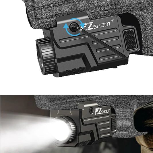 EZshoot Tactical Flashlight Compact LED Light Compatible with Picatinny and GL Rails Rechargeable & Strobe for Pistol Hunting