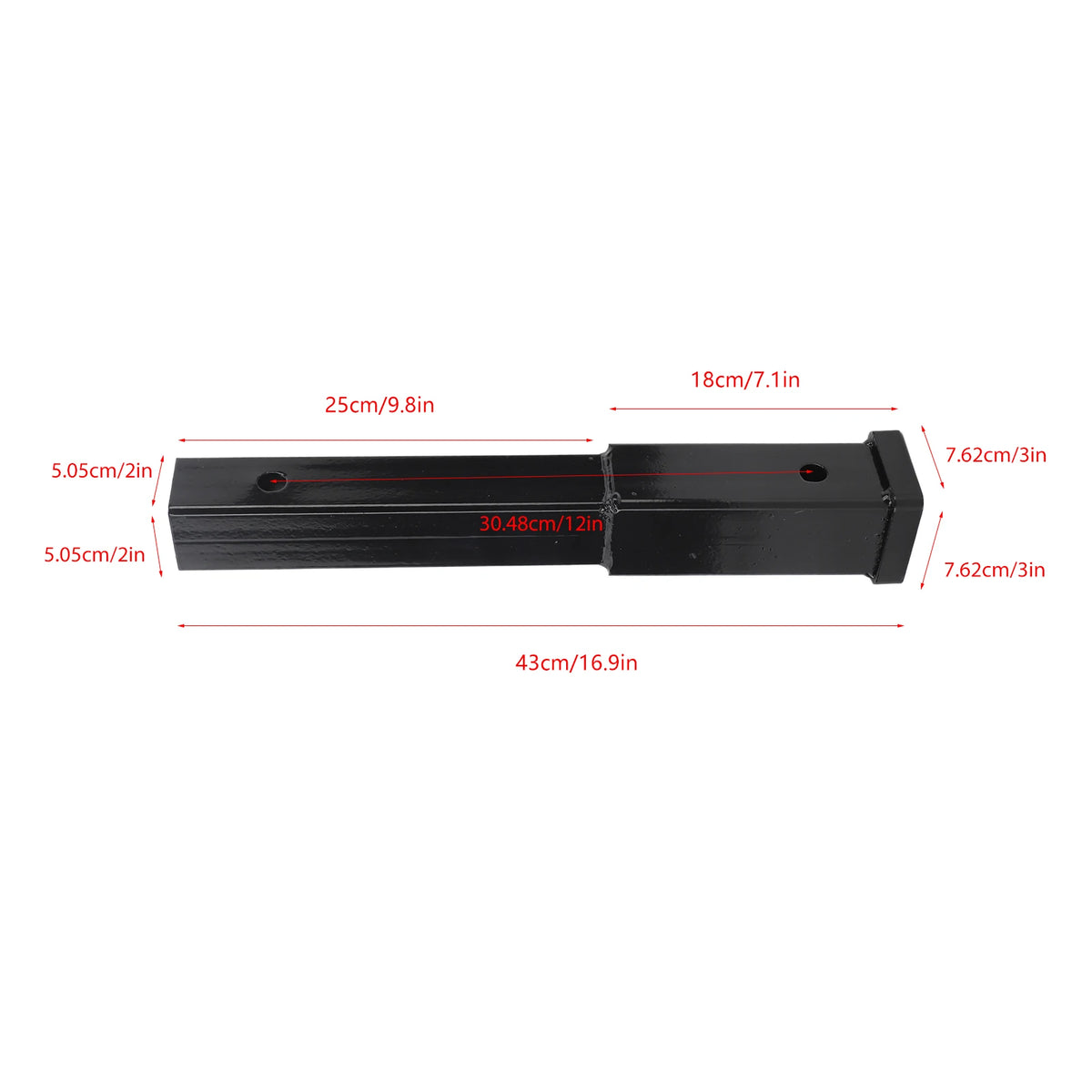 12 Inch Trailer Hitch Receiver Extender Black 5000 Lbs Towing Reliable Hitch Extension For 2 Inch Receiver Tube Tow Bar Shank