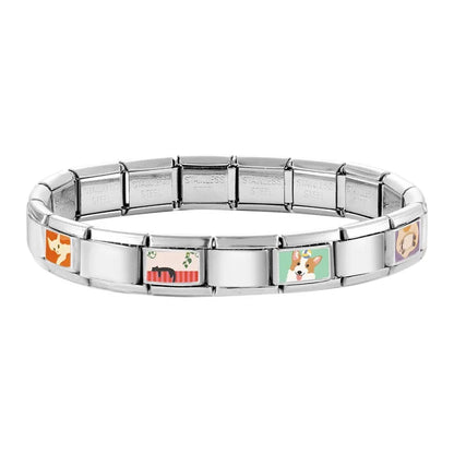 2026 Women's Funny Cat Bite Tail Elephant Dog Animals Italian Charm Link Fit 9mm Stainless Steel Module Bracelet Making Jewelrys
