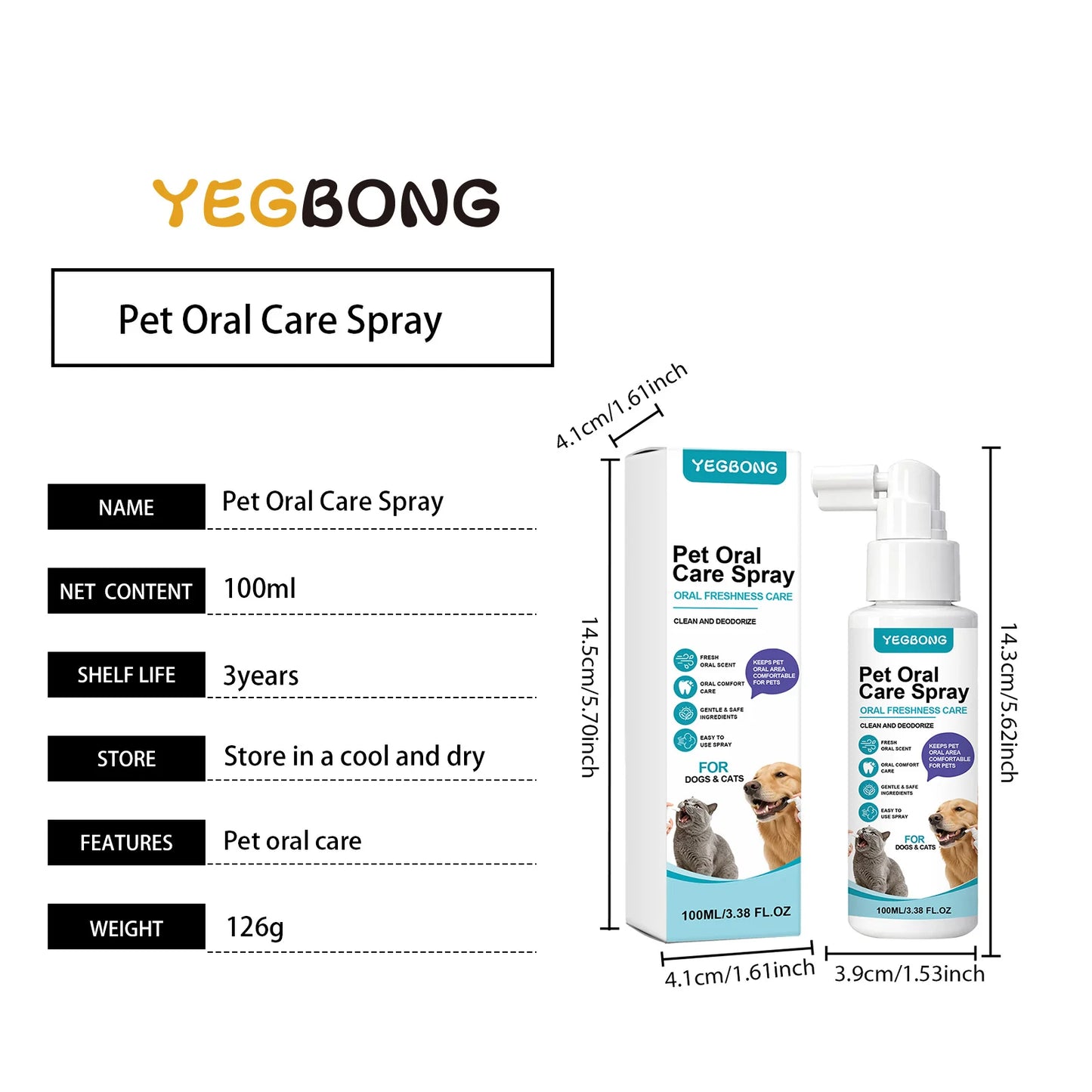 Pet Oral Care Spray Teeth Cleaning Freshing Breath Remove Plaque Tartar Bad Breath Protect Gum No Brushing Pet Dental Care Spray