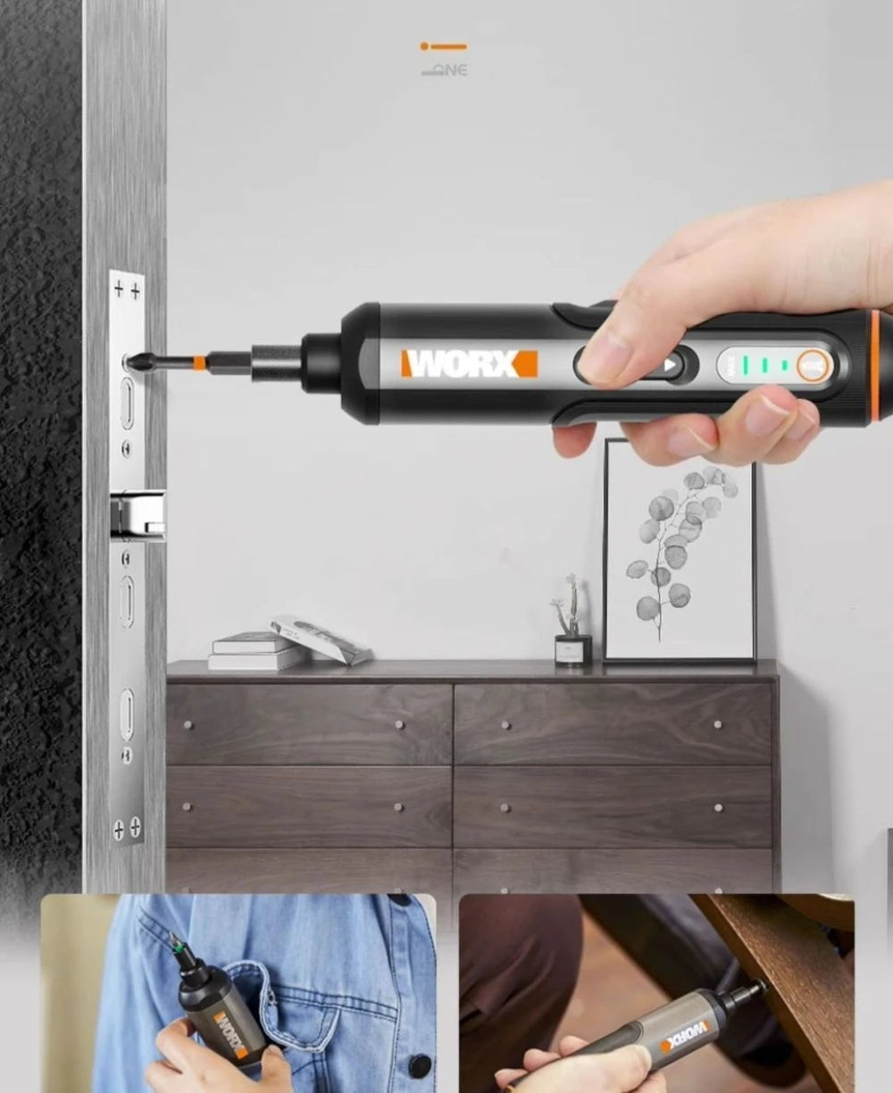 WORX WX240 Electric Screwdriver Rechargeable Electric Screw Driver 24 Bits Kits Mini Drill Power Tool Home Maintenance Repair
