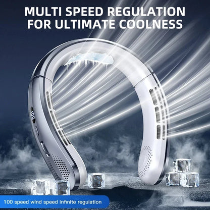 Mini New USB Hanging Neck Fan 8000mAh Rechargeable Bladeless Portable Mute LED Digital Display Electric Fans Air Cooler