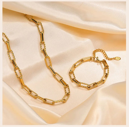 Women Stainless Steel Chain Bracelet,18K Gold Plated Twist Paperclip Adjustable Link Bracelet,Chunky Stackable Layered Jewelry