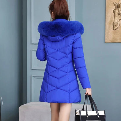 Winter New Fashion Long Cotton-padded Coat Womens Casual Hooded Parkas Womens Winter Jacket Coat Down Jacket Female