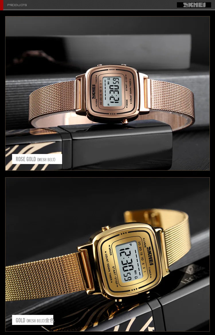 SKMEI 1901 Luxury Women Watches Small Dial Digital Chrono Calendar Watch Waterproof Ladies Wristwatch Clock Montre femme 1620