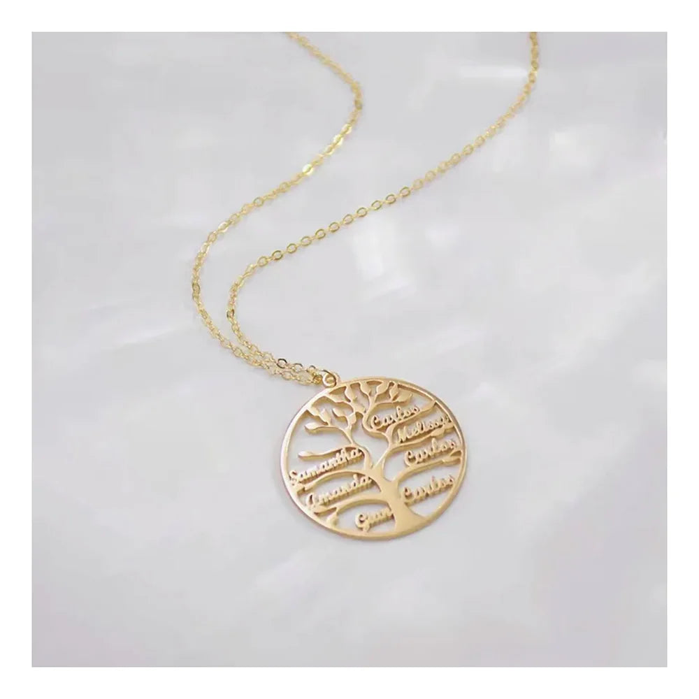 Custom Tree of Life Necklace Personalized Name Multiple Name Family Member Stainless Steel Necklace Mother's Day Gift For Mom