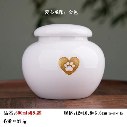 Ceramic Can urns for puppy ashes Sealed and moisture-proof pet souvenir animal funeral urn portable pet memorials and gifts