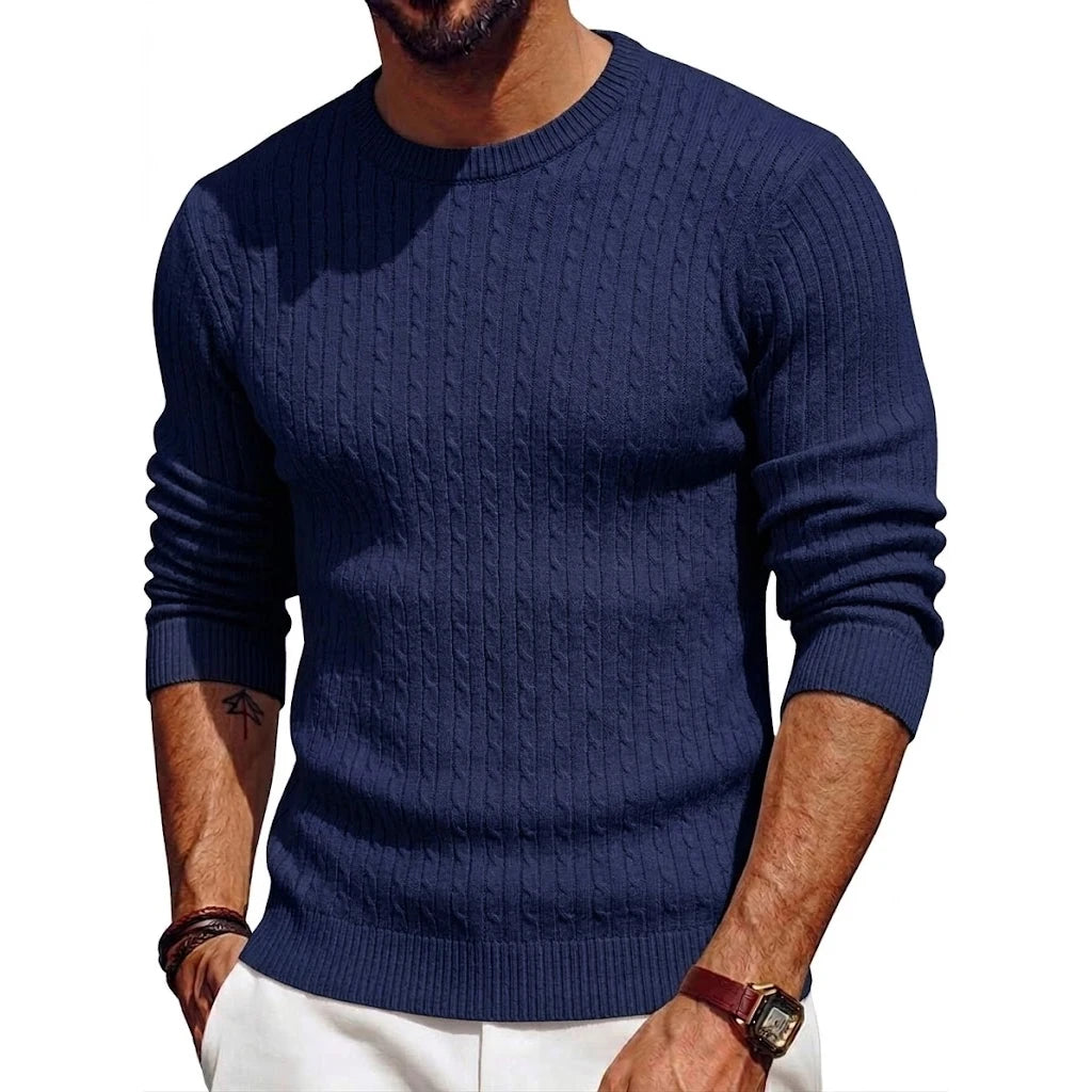 Luxury Knite Crew Neck Sweater Man Cable Long Sleeve Pullover Casual Knitted Shirts Work Jumper Spring Mens Coats Autumn Tops