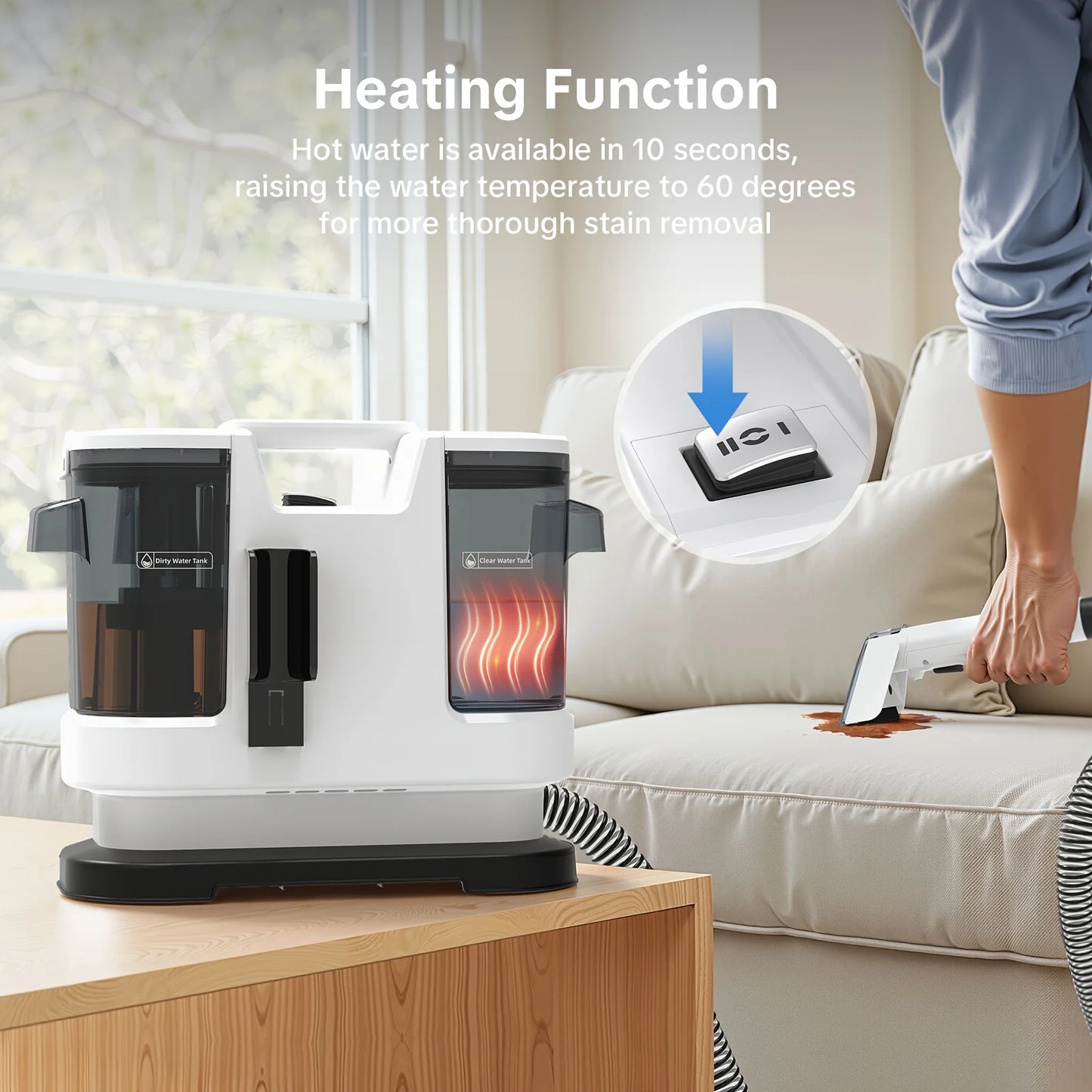 Lubluelu V8 Instant Heated Function Carpet Cleaner Machine 15Kpa Powerful Suction Hot Water Upgrade Portable Carpet Cleaning Machines for Pet Stains with Cleaning Tools & Self-Cleaning for Car/Couch/Rug/Spot