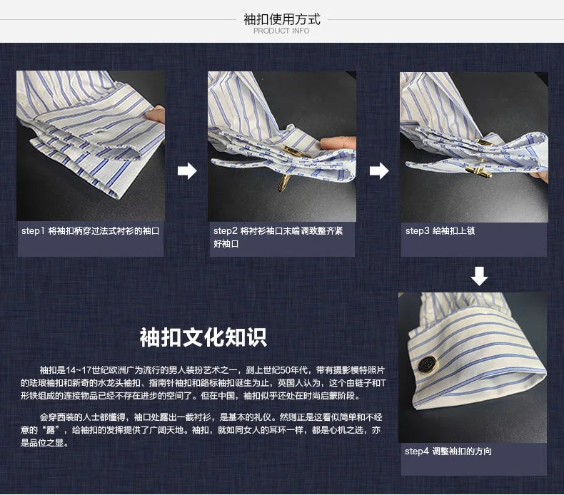Embroidered French Cufflinks Men's Long-Sleeve Shirt with Collar Pins, Big Collar Dress Shirt for Business Formal Wear, Gentlema