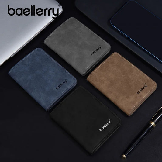 New Men's Short Wallet Cardholder Combo Anti-Theft Minimalist PU Leather