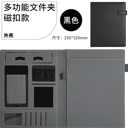A4 Multifunctional Meeting Folder | Leather - like Finish. Organize Phone, Cards & Notes. Ideal for Business & Productivity!