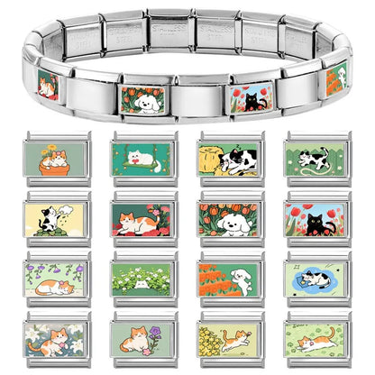 Y2K Cute Funny Sofa Cats Dogs Italian Charm Fit 9mm Stainless Steel Women DIY Bracelet Drop Shipping Fashion Jewelry Wholesale
