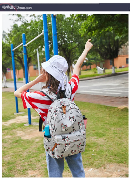 Cute Cat School Bags For Teenage Girls Students Backpack Waterproof Book Bag Travel College Laptop Backpack