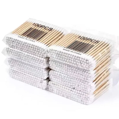 Wholesale 100Pcs Cotton Swab Wooden Cotton Sticks Double-Tipped Cotton Bud Chlorine-Free Hypoallergenic Cotton Swab Makeup Tools