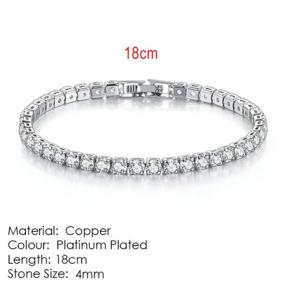 Fashion Multicolor Tennis Bracelet for Women 2.5/3/4/5mm Zirconia Charm Designer Tennis Chain Men Bracelet Wedding Jewelry KC128