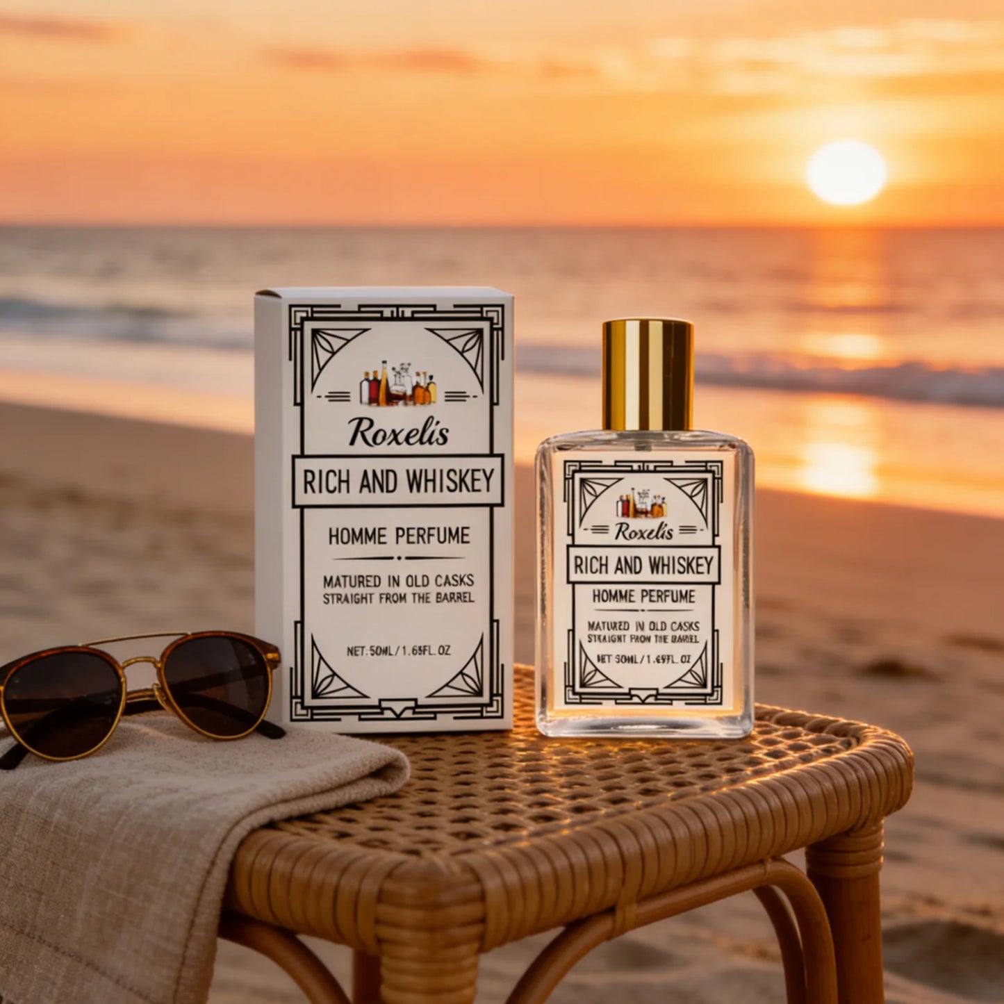 Roxelis Whiskey Scent Perfume Exude Elegance Lasting Charm Boost Confidence Light Fragrance Level Fragrance Spray for Men 50ml