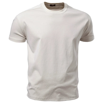 AIOPESON Men's Cotton O-Neck T-Shirt Soft Touch Comfortable Solid Color 8 Options Breathable Lightweight Casual Daily Tee
