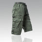 Mens Cargo Shorts 100% Cotton Casual Running Shorts Elastic Waist Hiking Outdoor with a Belt