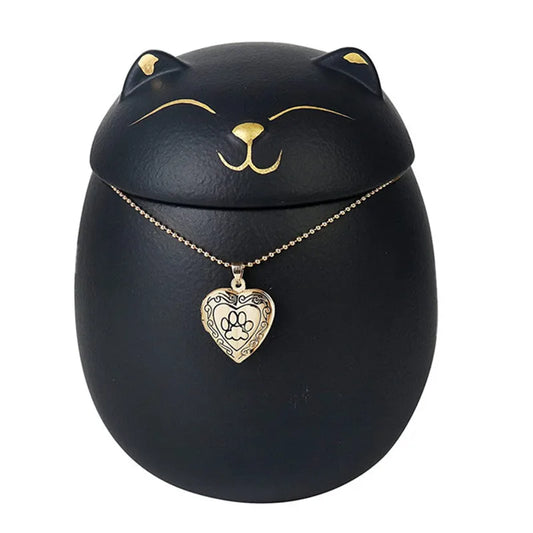 Always Remember Classic Souvenir Pet Cat Dog Ceramics Ashes Funeral Urn (4.7"*4.3"/Under 70 pounds/Black Cat)