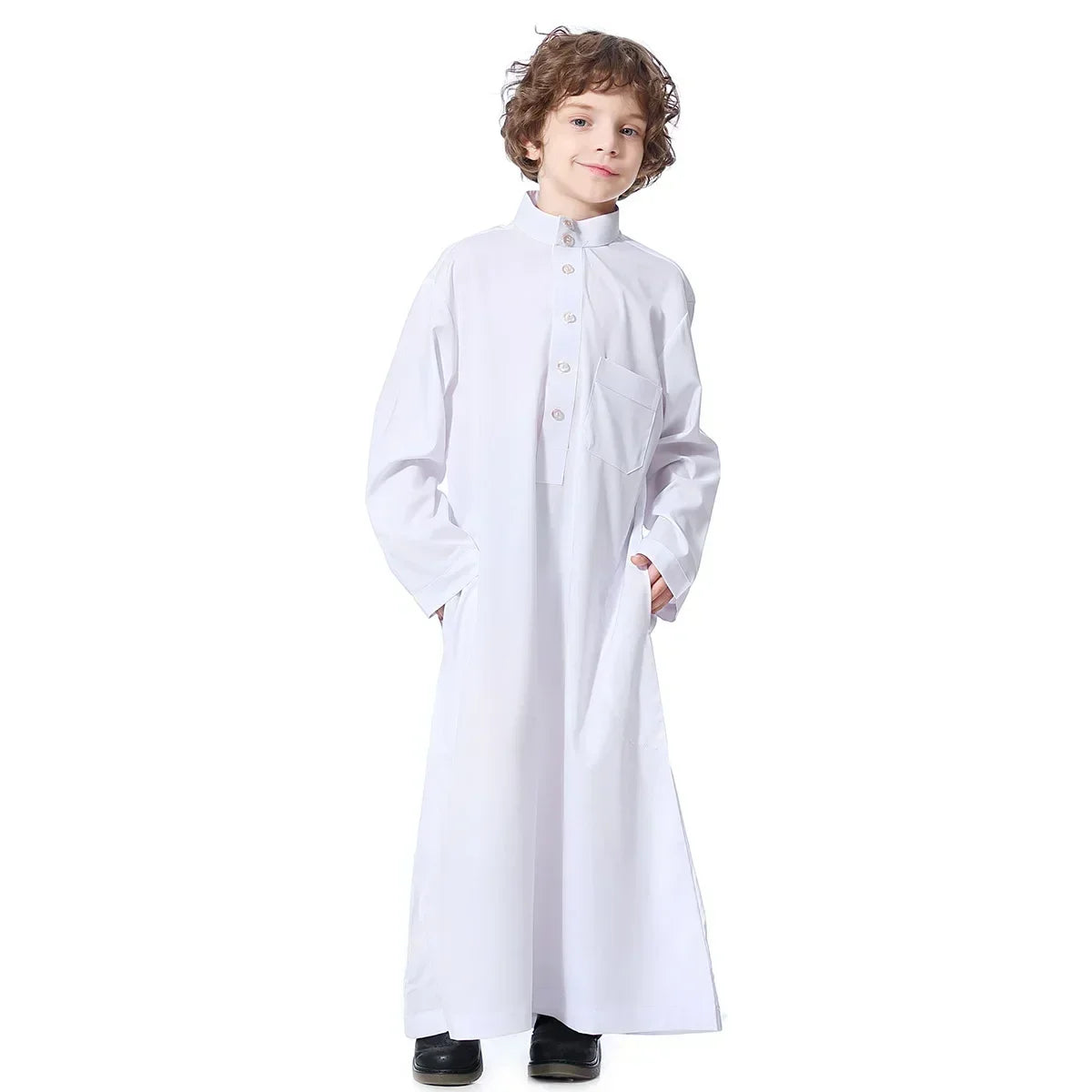 Muslim Saudi Arab Boys Robe Kids Abaya Kaftan Prayer Islam Ramadan Clothing Long Sleeve Thobe Middle East Teenage Dress Dubai