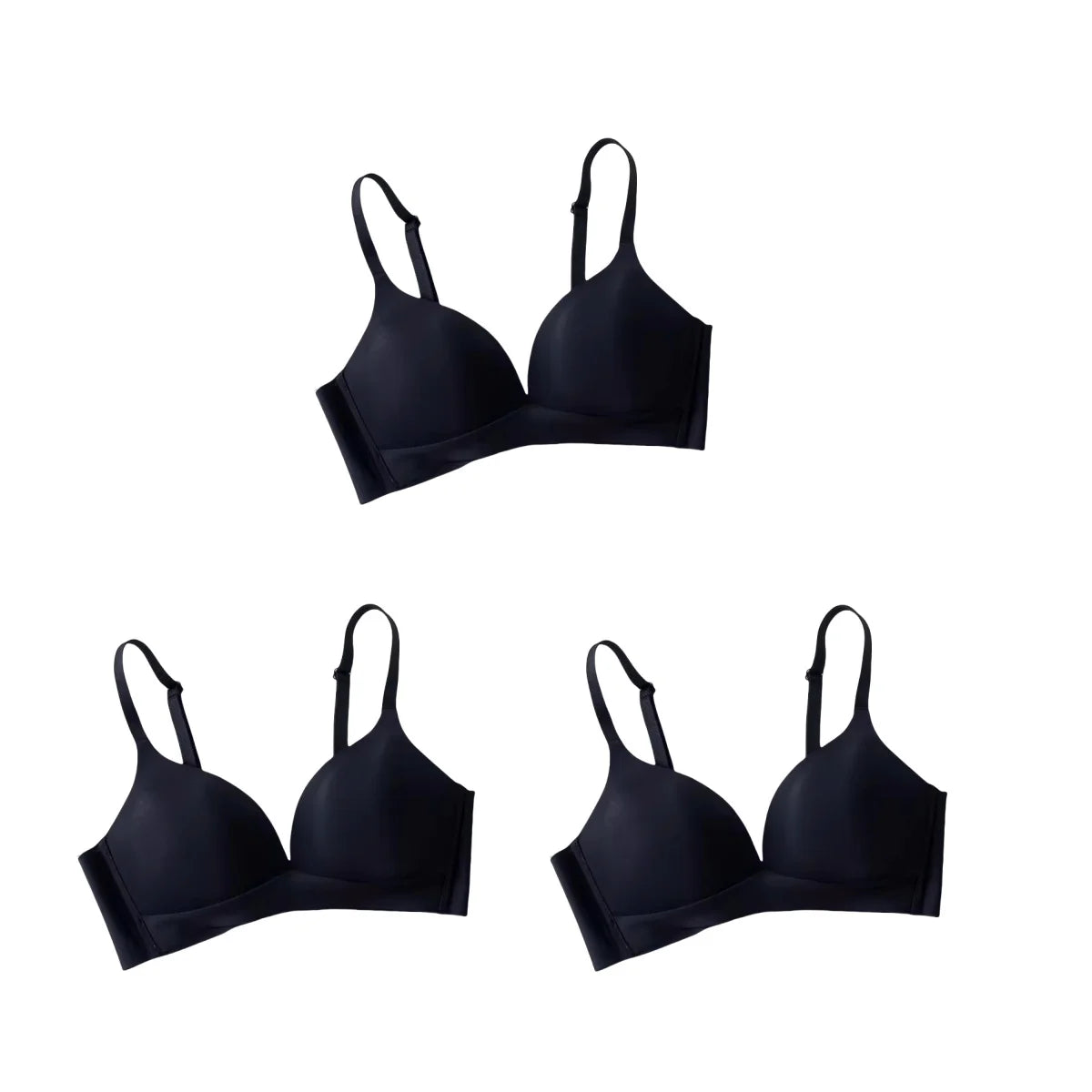 3Pcs/Set Seamless Bras For Women Non-wire Push-Up Bra Glossy Deep V Underwear Fixed 3/4 Cup Comfort Daily Wear Lingerie S-XXL