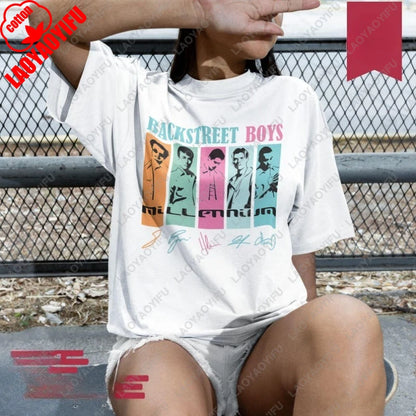 Backstreet Boys Millennium Tour Music Vintage Tshirt Men Women Hipster Popular Tops Summer Fashion Streetwear Unisex Tees Gift