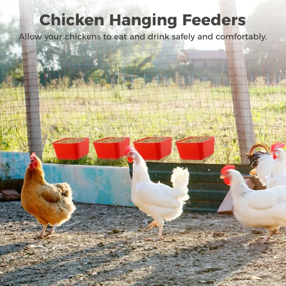 6/10PCS Chickens Feeder Hanging Plastic Chicken Coop Feeding Drinking Bowl Poultry Duck Goose Water Dispenser Chickens Supplies