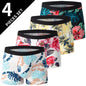 4 Pack Europe And America Size Men'S Solid Color Sexy Boxer Underwear Antibacterial Breathable Plus Size Men'S Shorts Underwear