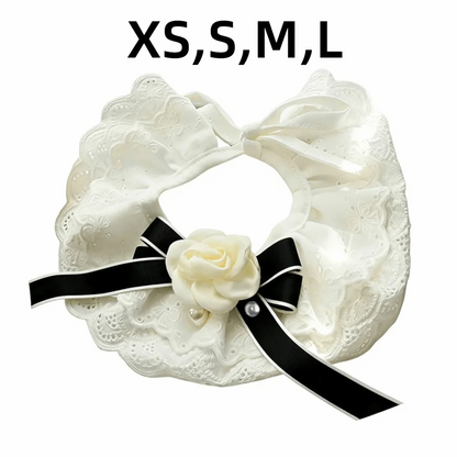 Elegant Design Pearl Pet Collar Lace Collar Princess Style Pet Bow Accessories Headgear Silk Material Bowtie Wedding Ceremony