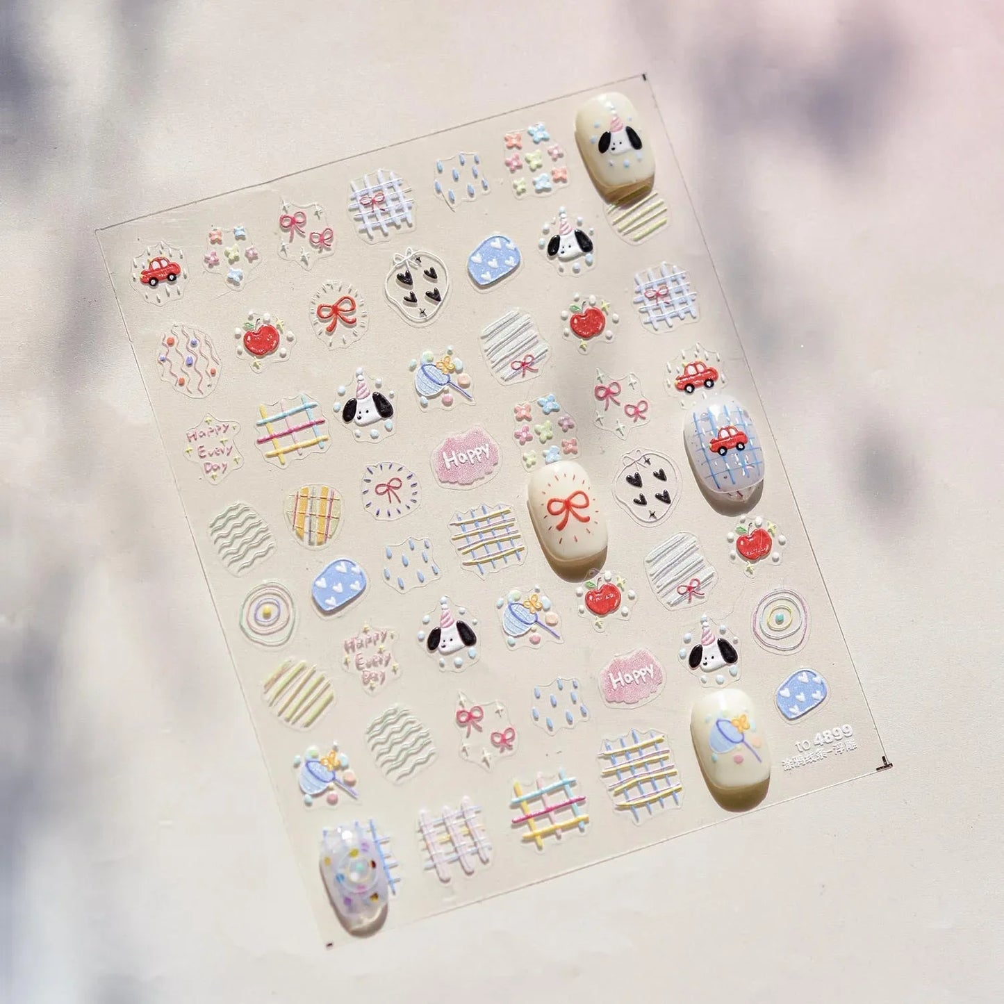 Collage Text English Letter Musical Note Star Graffiti Colorful 5D Love Heart Bowknot Nail Art Sticker Adhesive Manicure Decals
