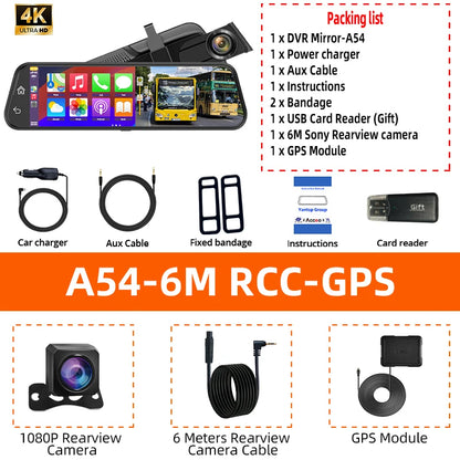 4K HD Car DVR Touch Screen Carplay & Android Auto Dash Cam Night Vision Video Recorder Driving Recorder