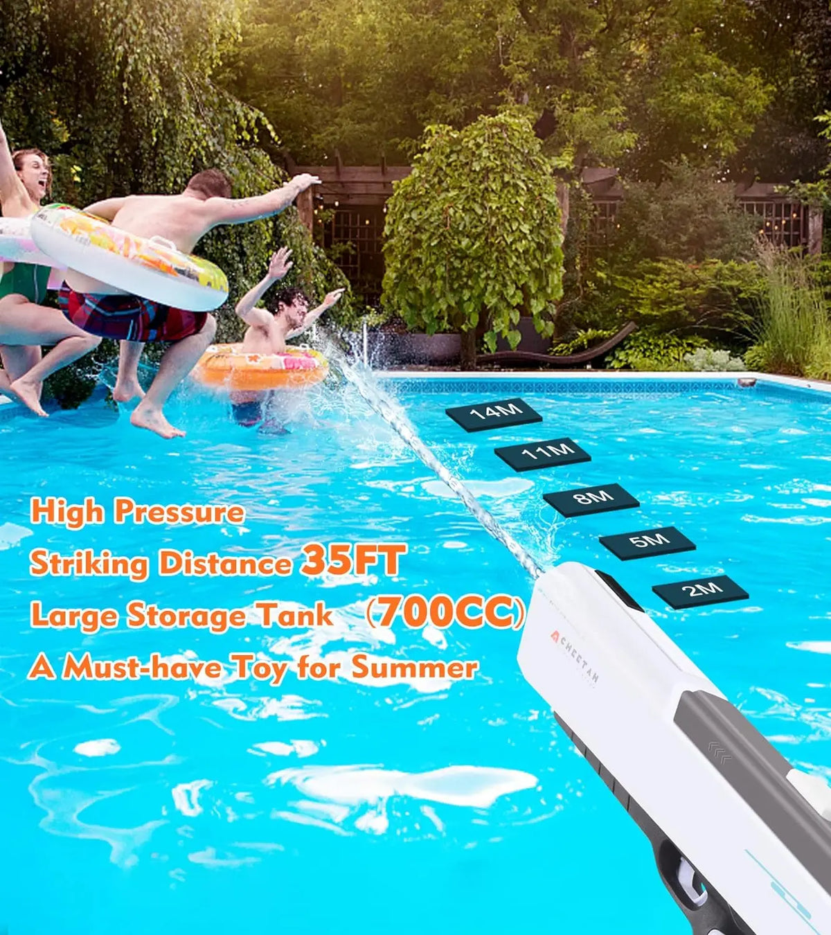 500mAh Electric Water Gun, Automatic Self-Priming Water Blaster, Summer Outdoor Water Fight Toy for Kids & Adults, Pool Beach Backyard Entertainment