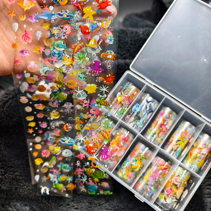 10Rolls Halloween  Flower Plaid Angel Marble  Bow Nail Foils Transfer Paper  Nail Art Stickers   Decal  Nails Decoration