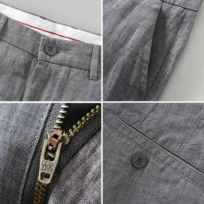 Summer New Pure Linen Casual Slim Pants for Men Clothing Thin Breathable Streetwear Men Trousers EC1335