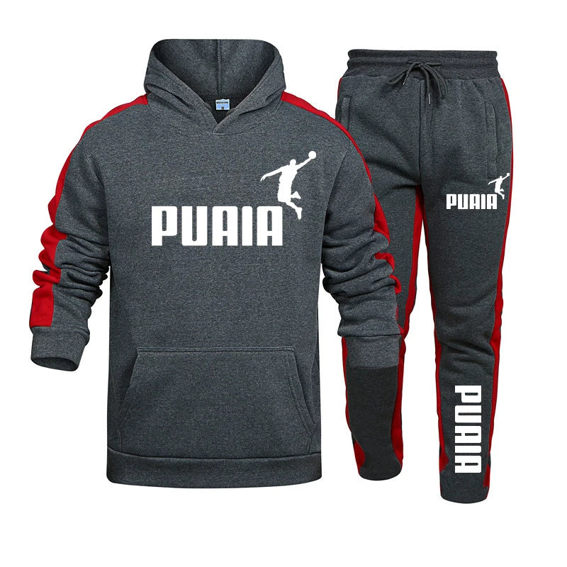 Autumn Winter Popular Mens Tracksuit Hooded Sweatshirts+Jogging Pants Set Daily Gym Outfits Casual Sports High Street Clothing