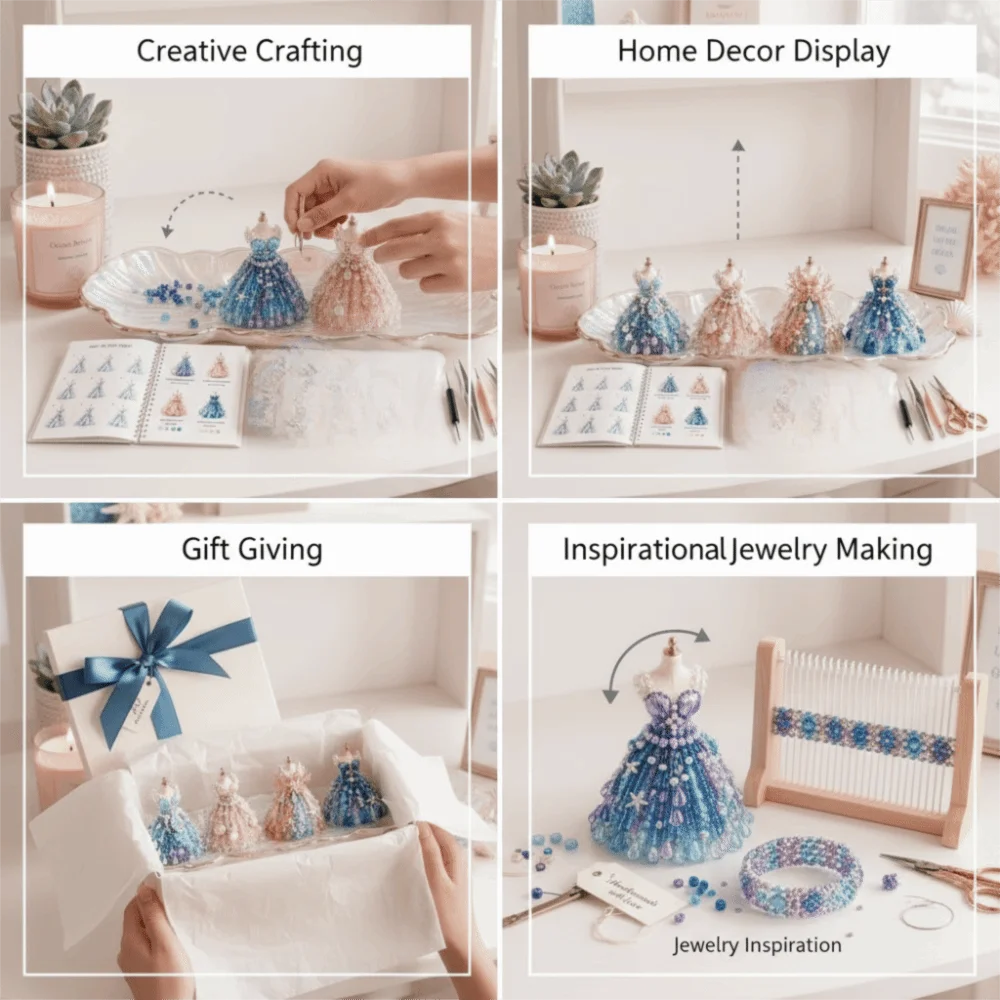 3D Design Beaded Dress Kit Cute Design Tiny Beads Bead Craft Kit Creative Craft Dress Shape Bead Weaving Kit Gift Giving