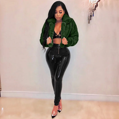 Women Coat Faux Fur Coats Sexy Short Jackets Turn Down Collar Long Maxi Loose Open Stitch Thick Warm Outerwear Autumn Winter