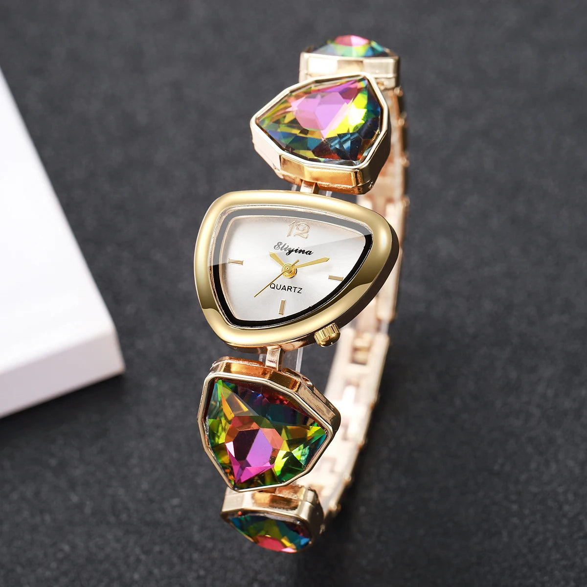Elegant Rhinestone Bracelet Strap Women Watches Fashion Irregular Dial Ladies Quartz Wristwatch Reloj Mujer (Without Box)