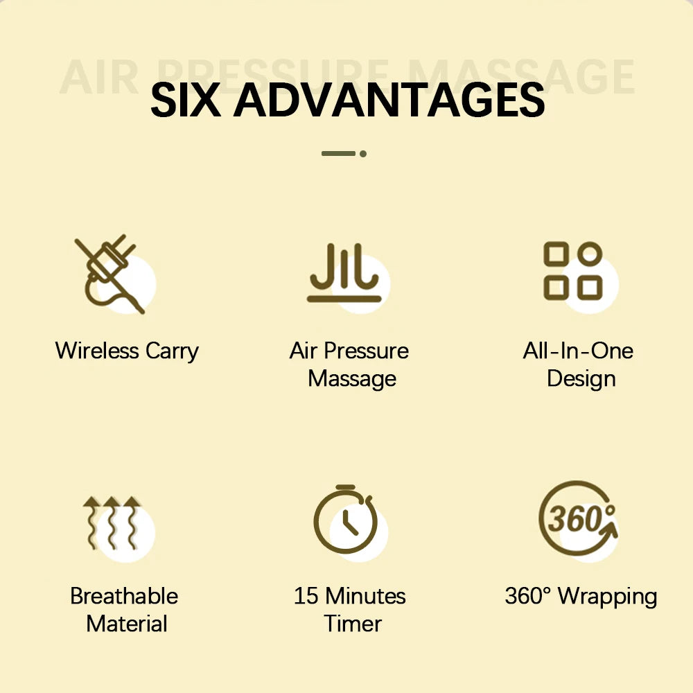 Eletric Air Pressure Calf Massager 3 Level Airbag Compression Wireless Massage Foot Leg Muscle Blood Circulation Relieve Fatigue