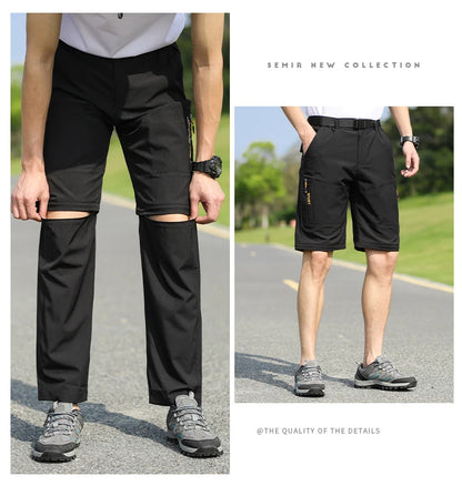 Men's 2 in 1 Convertible Hiking Pant Quick Dry Elastic Outdoor Running Cargo Trouser Summer Waterproof Fishing Camping Plus Size