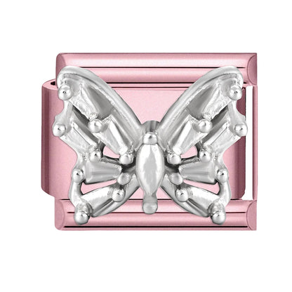 2025 New Women Romantic Pink Cherry Heart Shiny CZ Italian Charm Links Fit 9mm Bracelet Stainless Steel DIY Making Jewelry Gifts